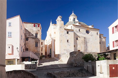 Old town of Calvi with the church of Saint Jean Baptiste, Calvi, Balagne, Corsica, France, Mediterranean, Europe Foto de stock - Con derechos protegidos, Código: 841-07204525