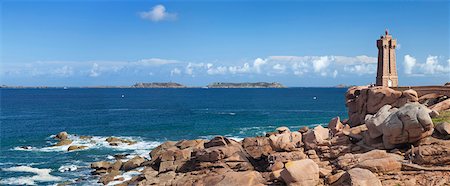 pink granite coast - Lighthouse of Meen Ruz, Ploumanach, Cote de Granit Rose, Cotes d'Armor, Brittany, France, Europe Stock Photo - Rights-Managed, Code: 841-07204540