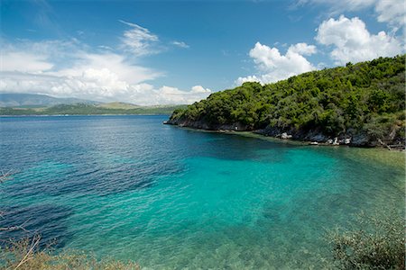 A small bay near the town of Agios Stefanos on northeast coast of Corfu, Ionian Islands, Greek Islands, Greece, Europe Stockbilder - Lizenzpflichtiges, Bildnummer: 841-07205049