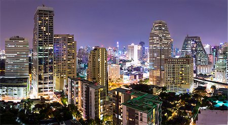 panorama night - Panoramic view of Bangkok at night from Rembrandt Hotel and Towers, Sukhumvit 18, Bangkok, Thailand, Southeast Asia, Asia Stock Photo - Rights-Managed, Code: 841-07205149