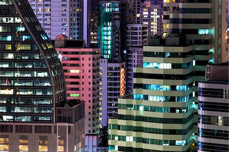 High rise buildings of Bangkok at night from Rembrandt Hotel and Towers, Sukhumvit 18, Bangkok, Thailand, Southeast Asia, Asia Stock Photo - Rights-Managed, Code: 841-07205153