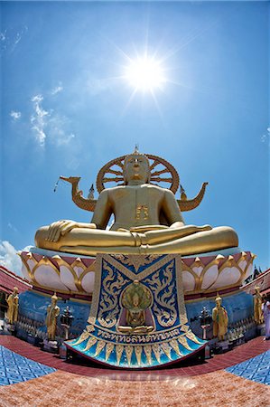 sun flare gold - Big Buddha Temple (Wat Phra Yai), Koh Samui, Thailand, Southeast Asia, Asia Stock Photo - Rights-Managed, Code: 841-07205178