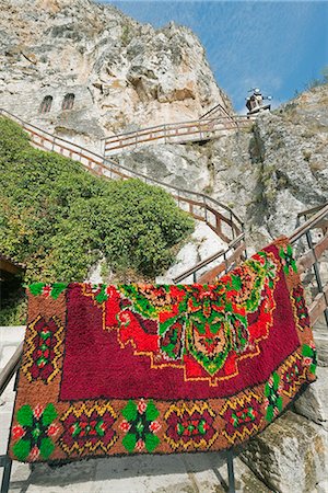 patterned rug - Rock monastery, Rusenski Lom National Park, Bulgaria, Europe Stock Photo - Rights-Managed, Code: 841-07205290