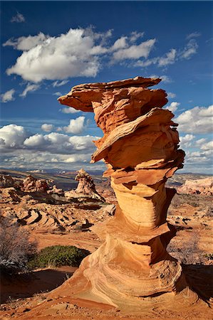 simsearch:841-06502403,k - Layered sandstone column under clouds, Coyote Buttes Wilderness, Vermillion Cliffs National Monument, Arizona, United States of America, North America Photographie de stock - Rights-Managed, Code: 841-07205472
