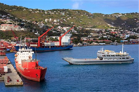 shipping containers - Container Port in Crown Bay, Charlotte Amalie, St. Thomas, United States Virgin Islands, West Indies, Caribbean, Central America Foto de stock - Con derechos protegidos, Código: 841-07205641