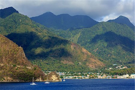 soufriere - Coastline of Soufriere, St. Lucia, Windward Islands, West Indies, Caribbean, Central America Photographie de stock - Rights-Managed, Code: 841-07205654