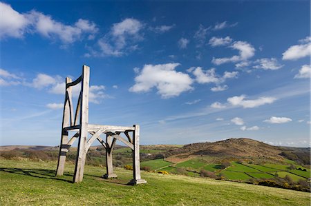 dartmoor - Modern oak wooden sculpture by artist Henry Bruce entitled The Giants Chair at Natsworthy in Dartmoor National Park, Devon, England, United Kingdom, Europe Photographie de stock - Rights-Managed, Code: 841-07205745