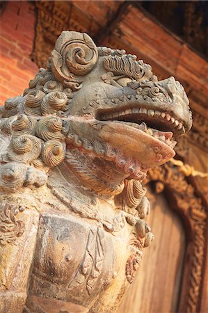 Lion statue, Durbar Square, Patan, UNESCO World Heritage Site, Kathmandu, Nepal, Asia Foto de stock - Con derechos protegidos, Código: 841-07205814