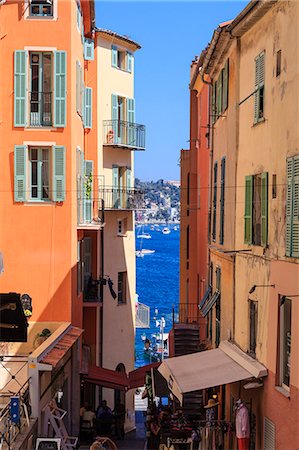 people street sunlight - Villefranche-sur-Mer, Alpes Maritimes, Provence, Cote d'Azur, French Riviera, France, Europe Stock Photo - Rights-Managed, Code: 841-07205911