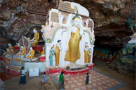 Statues of the Buddha at the Kawgun Buddhist Cave, near Hpa-An, Karen (Kayin) State, Myanmar (Burma), Asia Stock Photo - Rights-Managed, Code: 841-07206185