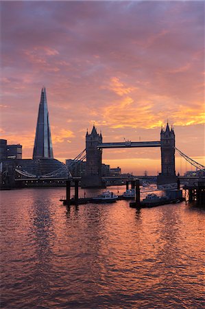 The Shard and Tower Bridge on the River Thames at sunset, London, England, United Kingdom, Europe Stock Photo - Rights-Managed, Code: 841-07206394