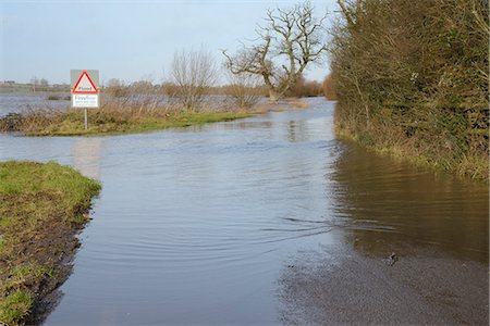 flood - Severely flooded and closed road on Curry Moor between North Curry and East Lyng after weeks of heavy rain, Somerset Levels, Somerset, England, United Kingdom, Europe Stock Photo - Rights-Managed, Code: 841-07206635