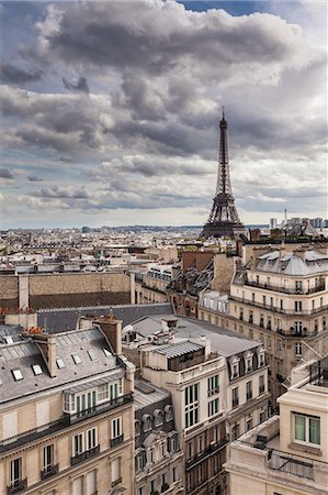 paris rooftop overcast - Eiffel Tower, Paris, France, Europe Stock Photo - Rights-Managed, Code: 841-07201376