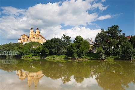 Melk Abbey reflected in the River Danube, Wachau, Lower Austria, Austria, Europe Stock Photo - Rights-Managed, Code: 841-07201499
