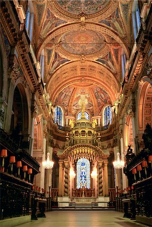 simsearch:841-07201683,k - The interior of St Paul's Cathedral which was designed by architect Sir Christopher Wren, London, England Photographie de stock - Rights-Managed, Code: 841-07201675