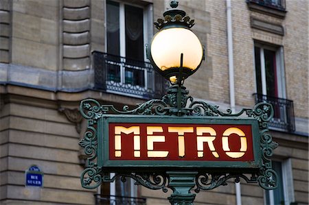 Metro sign, Boulevard Saint Germain, Paris, France Stock Photo - Rights-Managed, Code: 841-07201774