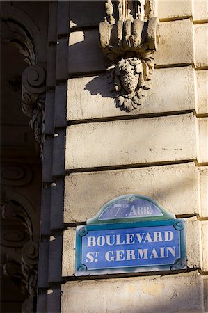 simsearch:649-07560509,k - Boulevard St Germain street sign, Paris, France Fotografie stock - Rights-Managed, Codice: 841-07201793