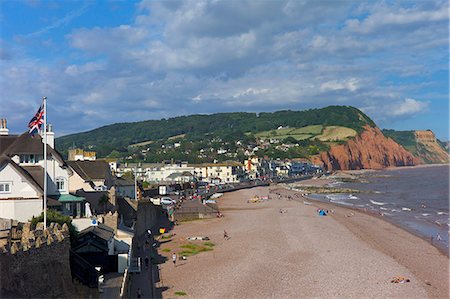 Beach and cliffs on the Jurassic Coast, UNESCO World Heritage Site, Sidmouth, Devon, England, United Kingdom, Europe Foto de stock - Con derechos protegidos, Código: 841-07202130