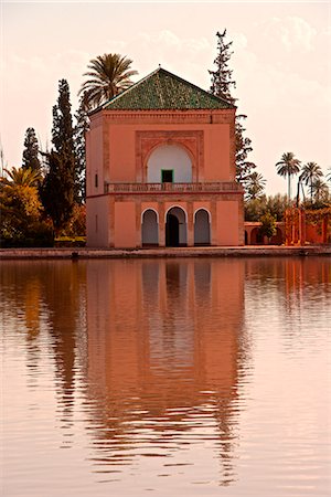 Water Basin dating from the 12th century Almohade period and Pavilion, Menara Gardens, Marrakech, Morocco, North Africa, Africa Stock Photo - Rights-Managed, Code: 841-07202141