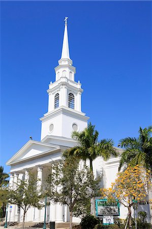 sarasota - First Baptist Church, Main Street, Sarasota, Florida, United States of America, North America Photographie de stock - Rights-Managed, Code: 841-07202255