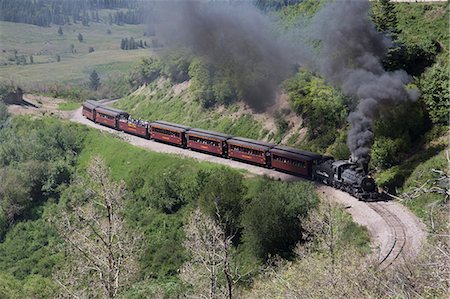 simsearch:841-08244135,k - New Mexico and Colorado, Cumbres and Toltec Scenic Railroad, National Historic Landmark, narrow guage, steam powered locomotives, with tourist cars, United States of America, North America Photographie de stock - Rights-Managed, Code: 841-07202272