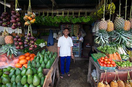 Stall holder in roadside fruit and vegetable stall, Lembang, Bandung district, Java, Indonesia, Southeast Asia, Asia Foto de stock - Con derechos protegidos, Código: 841-07202290