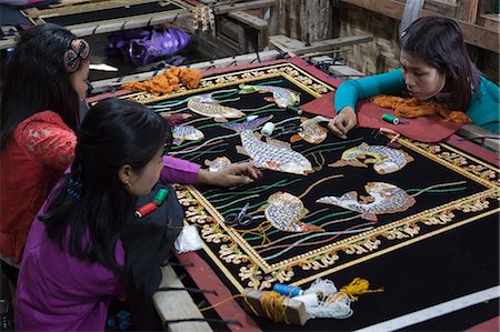 Local women working on hand embroidered tapestry, Mandalay, Myanmar (Burma), Asia Stock Photo - Rights-Managed, Code: 841-07202554