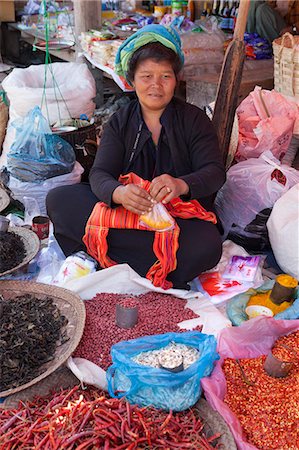 Spice seller at local market, Nampan, Inle Lake, Shan State, Myanmar (Burma), Asia Stock Photo - Rights-Managed, Code: 841-07202550