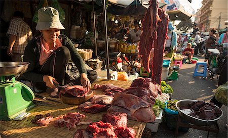 Butcher at Food market, Phnom Penh, Cambodia, Indochina, Southeast Asia, Asia Stock Photo - Rights-Managed, Code: 841-07202620