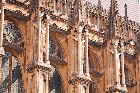 reims - Detail of the gothic architecture on the southern facade of Notre Dame de Reims cathedrall, UNESCO World Heritage Site, Reims, Champagne-Ardenne, France, Europe Photographie de stock - Rights-Managed, Code: 841-07202674