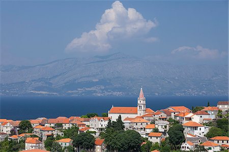 simsearch:841-07204662,k - View of town with mainland in background, Postira, Brac Island, Dalmatian Coast, Croatia, Europe Stock Photo - Rights-Managed, Code: 841-07354941