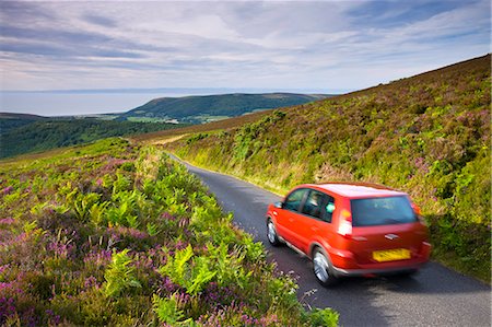 Car driving down Dunkery Hill on a small lane, Exmoor National Park, Somerset, England, United Kingdom, Europe Stock Photo - Rights-Managed, Code: 841-07355121