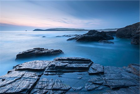 Trevose Head at dusk from Treyarnon Point, North Cornwall, England, United Kingdom, Europe Stock Photo - Rights-Managed, Code: 841-07355181