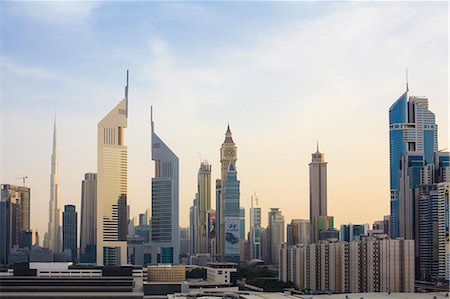 skyscraper dubai - Dubai cityscape with Burj Khalifa and Emirates Towers, Dubai, United Arab Emirates, Middle East Stock Photo - Rights-Managed, Code: 841-07355221