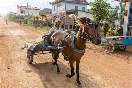 Horse drawn cart in the village of Angkor Ban, on the banks of the Mekong River, Battambang Province, Cambodia, Indochina, Southeast Asia, Asia Stock Photo - Rights-Managed, Code: 841-07457065