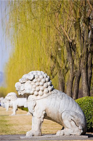 east asian artwork - Statue of a resting lion, Spirit Way, Ming Tombs, Beijing (Peking), China Stock Photo - Rights-Managed, Code: 841-07457225