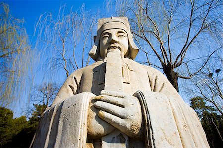 simsearch:841-07457265,k - Statue of high civil official, advisor to the emperor, on Spirit Way at Ming Tombs site, Changling, Beijing, China Stock Photo - Rights-Managed, Code: 841-07457229