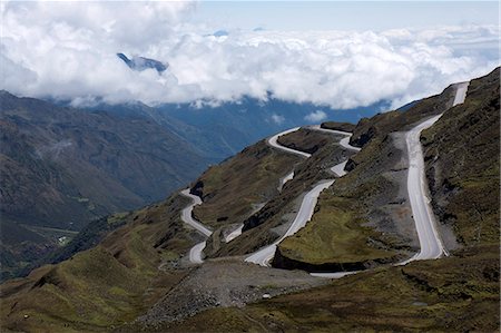 scenic windy road - Malaga Pass, 4316 meters high, Mountain Veronica in the background, Andes mountains, Peru, South America Stock Photo - Rights-Managed, Code: 841-07457320