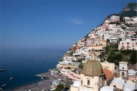 View of Positano with the typical majolica dome of Santa Maria Assunta, Costiera Amalfitana, UNESCO World Heritage Site, Campania, Italy, Europe Stock Photo - Rights-Managed, Code: 841-07457342