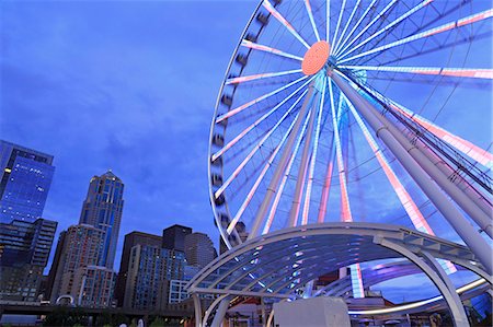 seattle - Seattle Great Wheel on Pier 57, Seattle, Washington State, United States of America, North America Photographie de stock - Rights-Managed, Code: 841-07457488