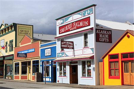 stadt (kleinstadt) - Stores on 5th Avenue, Skagway, Alaska, United States of America, North America Stockbilder - Lizenzpflichtiges, Bildnummer: 841-07457498