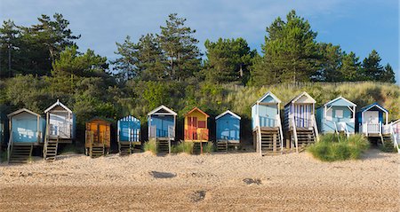The colourful beach huts at Wells next the Sea, Norfolk, England, United Kingdom, Europe Stockbilder - Lizenzpflichtiges, Bildnummer: 841-07457766