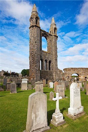 scottish culture - St. Andrews Cathedral ruin and graveyard, St. Andrews, Fife, Scotland, United Kingdom, Europe Stock Photo - Rights-Managed, Code: 841-07457822