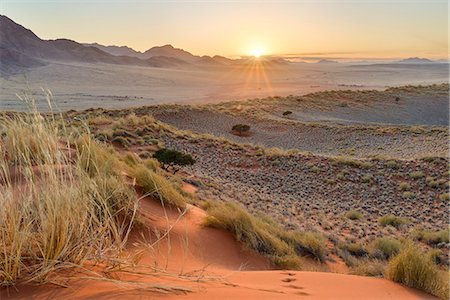 Sunrise from the dunes of NamibRand, Namib Desert, Namibia, Africa Foto de stock - Con derechos protegidos, Código: 841-07457879