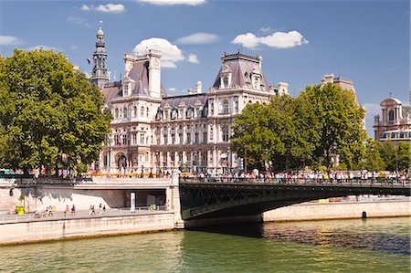 river seine - Pont d'Arcole and Hotel de Ville, Paris, France, Europe Stock Photo - Rights-Managed, Code: 841-07457923