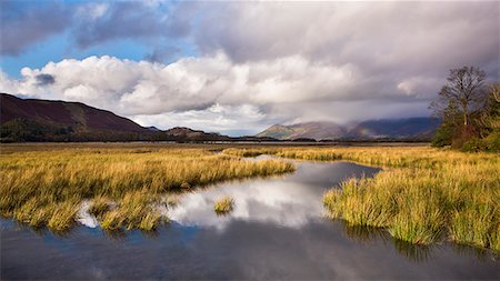 derwentwater - A blaze of sunshine on the shores of Derwent Water and the distant hills of Latrigg, on a showery autumn afternoon, Lake District National Park, Cumbria, England, United Kingdom, Europe Stock Photo - Rights-Managed, Code: 841-07524032