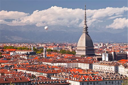 The rooftops of Turin with the Mole Antonelliana, Turin, Piedmont, Italy, Europe Stock Photo - Rights-Managed, Code: 841-07524054