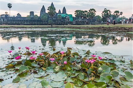 religious building - Sunrise over Angkor Wat, Angkor, UNESCO World Heritage Site, Siem Reap Province, Cambodia, Indochina, Southeast Asia, Asia Stock Photo - Rights-Managed, Code: 841-07523325