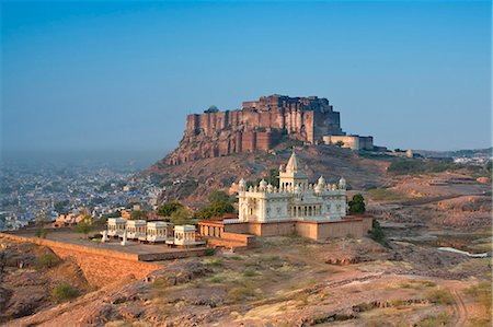 famous buildings in india - Jaswant Thada and Meherangarh Fort, Jodhpur (The Blue City), Rajasthan, India, Asia Stock Photo - Rights-Managed, Code: 841-07523407