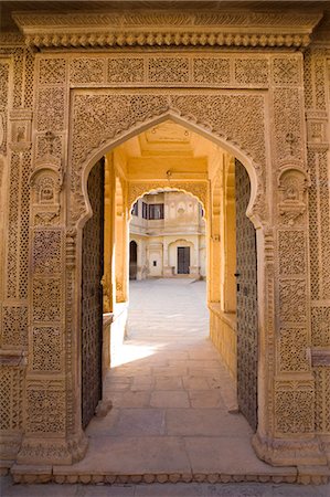 Ornate palace doorway, Jaisalmer, Western Rajasthan, India, Asia Stock Photo - Rights-Managed, Code: 841-07523400